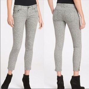 Free People | Gray Lace Ankle Zip Skinny Jeans